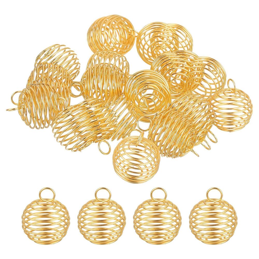 8145 25Pcs Spiral Bead Cages Pendants, 20x25mm Stone Holder Necklace Hollow